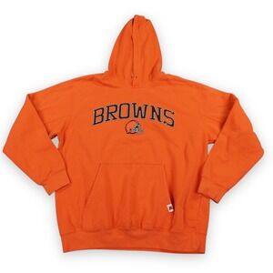 Cleveland Browns Hoodie Adult 46"‎ NFL Football Pullover Sweatshirt Orange